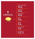 Seven Seas Omega-3 Fish Oil Plus Cod Liver Oil High Strength - 120 One-A-Day Capsules