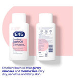 E45 Emollient Bath Oil to Moisturise Dry Skin and Gently Cleanse - 500ml