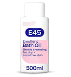 E45 Emollient Bath Oil to Moisturise Dry Skin and Gently Cleanse - 500ml