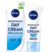 NIVEA 24H Moisture Refreshing Day Cream with Vitamin E for Normal Skin SPF15 50ml