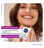 NIVEA 24H Moisture Nourishing Day Cream for Dry & Sensitive Skin SPF15 50ml