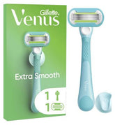 Gillette Venus Extra Smooth Women’s Razor, 1 Refill Razor Cartridges, Reusable Handle and Shower Holder