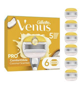 Gillette Venus Razor Blades, PRO ComfortGlide Coconut with Olay 5 blade Women’s Razor Blades X6