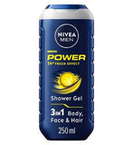 NIVEA MEN Power Invigorating + Citrus Infusion Shower Gel for Body, Face & Hair 250ml