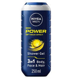 NIVEA MEN Power Invigorating + Citrus Infusion Shower Gel for Body, Face & Hair 250ml