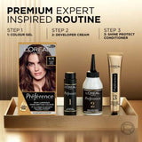 L’Oréal Paris Preference Permanent Hair Dye, Luminous Colour, Intense Deep Brown 4.15