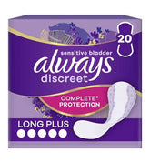 Always Discreet Incontinence Liners Long+ 20, For Sensitive Bladder
