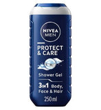 NIVEA MEN Protect & Care Moisturising Shower Gel with Aloe Vera for Body, Face & Hair 250ml