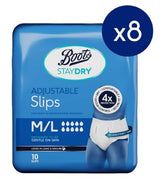 Boots Staydry Slips Medium/Large - 80 Pairs (8 Pack Bundle)