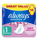 Always Sensitive Normal Ultra (Size 1) Sanitary Towels Wings 14 Pads