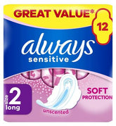 Always Sensitive Long Ultra (Size 2) Sanitary Towels Wings 12 Pads