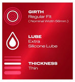 Durex Thin Feel Condoms Extra Silicone Lube - Regular Fit - 12 pack