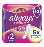 Always Platinum Long Sanitary Towels With Wings 10 Pads