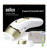 Braun IPL Silk-Expert Pro 5, At Home Hair Removal Device with Pouch, White/Gold, PL5124