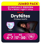 Huggies DryNites Girls Pyjama Pants, 16 Pants, 4-7 years 17-30kgs