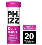 Phizz Apple & Blackcurrant 3-in-1 Hydration, Electrolytes and Vitamins Effervescent (20 Tablets)