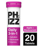 Phizz Apple & Blackcurrant 3-in-1 Hydration, Electrolytes and Vitamins Effervescent (20 Tablets)
