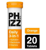 Phizz Orange 3-in-1 Hydration, Electrolytes and Vitamins Effervescent Tablets - 20 Tablets
