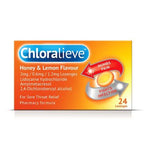 Chloralieve Honey & Lemon Flavour 2mg / 0.6mg / 1.2mg Lozenges 24s Lozenges 24s