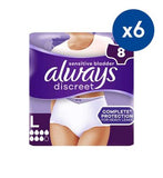 Always Discreet for Sensitive Bladder Pants Plus (6 Drop) Large - 48 Pants (6 pack bundle)