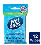 Wet Ones Be Fresh Biodegradable Antibacterial Hand Wipes, 12 Pack