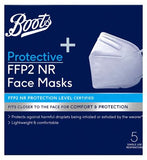Boots Protective FFP2 NR Face Masks 5 Single Use Respirators