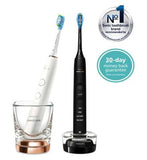 Philips Sonicare Electric Toothbrush Twin Pack DiamondClean 9000 Black & Rose Gold. 2 x Base Charger & 1 Glass Holder HX9914/57