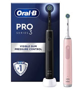 Oral-B Pro 3 - 3900 - Black & Pink Electric Toothbrush Duo Pack