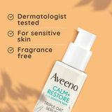 Aveeno Face CALM+RESTORE® Triple Oat Serum, 24-Hour Moisturisation With Triple Oat Complex and Calming Feverfew 30ml