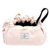 The Flat Lay Co. Open Flat Drawstring Makeup Bag in Blush Pink