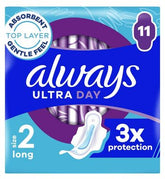 Always Ultra Day Sanitary Towels Long (Size 2) Wings 11 Pads, Super Absorbent And Ultra Thin, For Menstrual Periods
