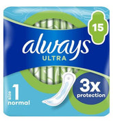 Always Ultra Sanitary Towels Normal (Size 1) X15 Pads