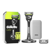 GilletteLabs With Exfoliating Bar Razor, 1 Handle, 2 Blades, 1 Magnetic Stand, 1 Travel Case