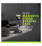 GilletteLabs With Exfoliating Bar Razor, 1 Handle, 2 Blades, 1 Magnetic Stand, 1 Travel Case