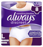 Always Discreet Underwear Incontinence Pants Women Plus L X8