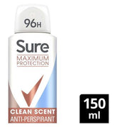 Sure Maximum Protection Clean Scent Anti-perspirant Deodorant Aerosol 150 ml