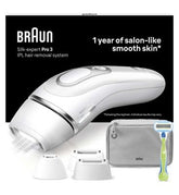 Braun Silk·expert Pro 3, Women’s IPL, At Home Hair Removal Device with Pouch, White/Silver, PL3233