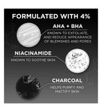 Garnier Skinactive 4% AHA + BHA & Niacinamide Charcoal Serum, Improve Appearance Of Marks & Blemishes, 30ml