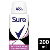 Sure Invisible Pure Anti-Perspirant Spray for 48hour Protection Against Sweat, Odour, White Marks & Yellow Stains 200ml