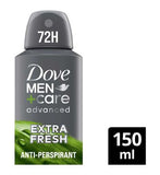 Dove Men+Care Advanced Extra Fresh Deodorant Anti-Perspirant with 1/4moisturising cream for 72hr sweat & odour protection 150ml