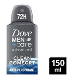 Dove Men+Care Advanced Clean Comfort 72hr Anti-Perspirant Deodorant with Triple Action Sweat & Odour Protection Technology 150ml