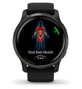 Garmin Venu® 2 Smartwatch - Slate Stainless Steel Bezel with Black Case And Silicone Band