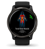 Garmin Venu® 2 Smartwatch - Slate Stainless Steel Bezel with Black Case And Silicone Band