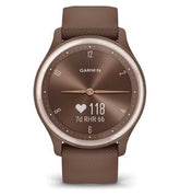 Garmin Vívomove® Sport Smartwatch - Cocoa Case and Silicone Band with Peach Gold Accents
