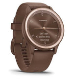Garmin Vívomove® Sport Smartwatch - Cocoa Case and Silicone Band with Peach Gold Accents