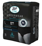 Boots Staydry Underwear Black - Engineered for Men - Large - 10 pairs
