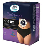 Boots Staydry Underwear Black - Small/Medium - 10 pairs