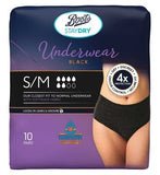 Boots Staydry Underwear Black - Small/Medium - 10 pairs