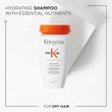 Kérastase Nutritive, Hydrating Shampoo for Dry Hair, Nourishing Formula With Niacinamide, Restores Shine, Bain Satin 250ml