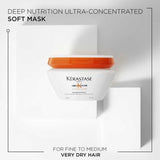 Kérastase Nutritive, Deep Nutrition Mask for Very Dry, Damaged Fine to Medium Hair, With Niacinamide, Masquintense, 200ml
